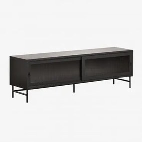 Móvel Tv 180x40 Cm Em Aço E Vidro Paoline Negro-de-fumo - Sklum