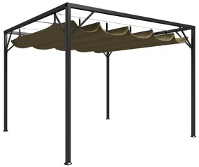 Gazebo jardim telhado retrátil 3x3 m 180 g/m² cinza-acastanhado