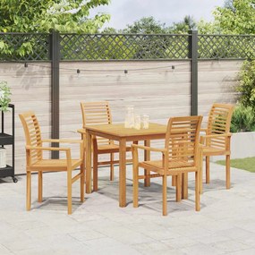 Cadeira de Jardim Empilhável 4 pcs Madeira Sólida de Teca