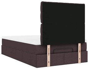 Estrutura cama otomana colchão 120x200cm tecido castanho escuro