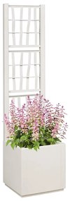 Jardineira com treliça branca 36 x 36 x 140 cm em PP