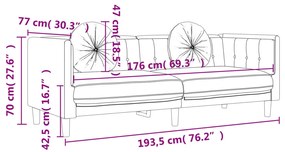 3 pcs conjunto de sofás com almofadas veludo castanho