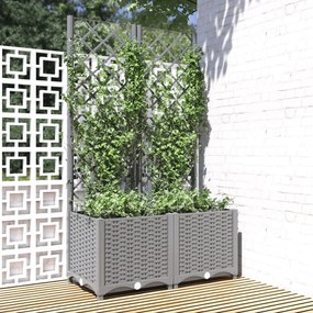 vidaXL Vaso/floreira jardim c/ treliça 80x40x136 cm PP cinza-claro