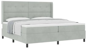 Cama Box com Colchão vidaXL Cinza Claro 200x200 cm Veludo