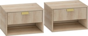 HOMCOM Conjunto de 2 Mesas de Cabeceira Suspensas com Gaveta e Prateleira, Design Moderno, 40x30x25 cm, Carvalho | Aosom Portugal