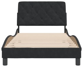 Estrutura de cama sem colchão 100x200 cm veludo preto