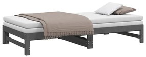 Sofá-cama de puxar 2x(90x200) cm pinho maciço cinza