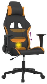 Cadeira gaming de massagens tecido preto e laranja