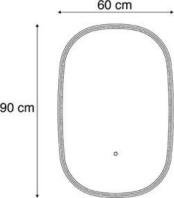 Espelho de casa de banho cobre com LED regulável em 3 níveis com toque oval - Miral