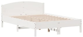 Cama sem colchão 150x200 cm madeira de pinho maciça branco