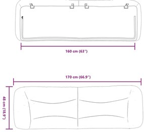 Almofadão de cabeceira 160 cm couro artificial cinzento