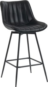 Conjunto de 2 Bancos de Bar Giratórios com Encosto Curvado e Apoio para os Pés Estofados em PU 47x54,5x97,5 cm Preto