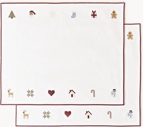 Individuais de Natal bordados Eloa, conjunto de 2