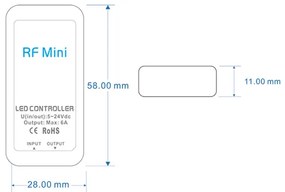 Controlador RF Mini fita LED monocolor + comando