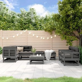 vidaXL 8 pcs conjunto lounge de jardim pinho maciço cinza