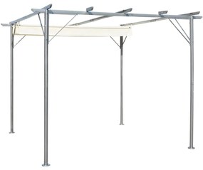 vidaXL Pérgola com toldo retrátil 3x3 m aço branco nata