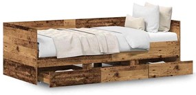 Cama Twin Rústica da Madeira Velha Madeira Engenheirada 90 x 200 cm