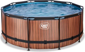 Piscina redonda Wood de 360 x 122 cm com bomba de filtro- castanha