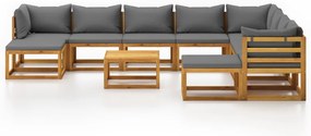 11 pcs conjunto lounge de jardim com almofadões acácia maciça