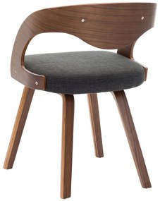 Cadeiras jantar 4 pcs madeira curvada e tecido cinzento-escuro