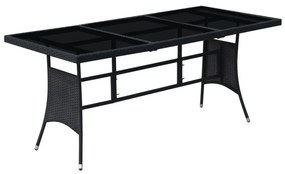 9 pcs conjunto jantar exterior com almofadões vime PE preto