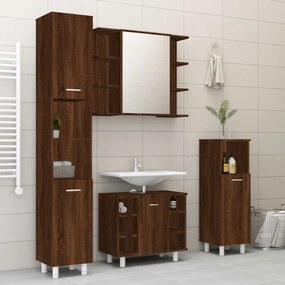 vidaXL 4 pcs conj. móveis wc derivados de madeira carvalho castanho
