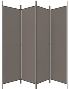 Biombo/divisória com 4 painéis 698x180 cm tecido antracite