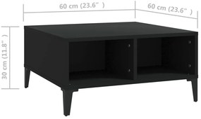 Mesa de centro 60x60x30 cm contraplacado preto