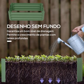 Conjunto de 2 floreiraa de Aço Caixa de Plantio Quadrada para Cultivos de Plantas Flores Pátio Exterior 100x50x30 cm Verde