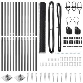 Conjunto de Cercas Conjunto de 2 Cinza Aço, PVC 25 x 1,2 m