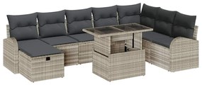 Conjunto de Sofás de Jardim vidaXL 9 peças com Almofadas Cinza Claro R
