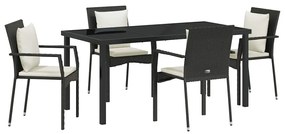 Conjunto de Jantar para Jardim 5 pcs Preto 160 x 80 x 73 cm