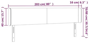 Cabeceira de cama c/ abas veludo 203x16x78/88 cm rosa