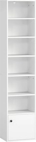 Estante de 7 Níveis Estante para Livros com Prateleiras Ajustáveis e Armário Estante Moderna 40x30x180 cm Branco