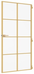 Porta interior 102,5x201,5 cm vidro temperado/alumínio dourado