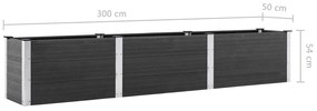 Canteiro elevado de jardim 300x50x54 cm WPC cinzento
