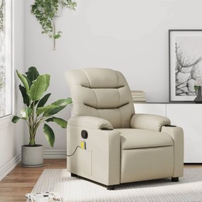 vidaXL Poltrona de massagens reclinável couro artificial cor creme