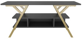 Móvel TV Minerva – Dourado e Antracite – 120x35x55 cm
