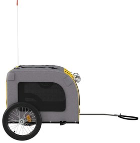 Reboque bicicleta p/ animais tecido oxford/ferro amarelo/cinza