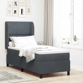 vidaXL Cama Box com Colchão Cinza Escuro 80 x 200 cm em Veludo