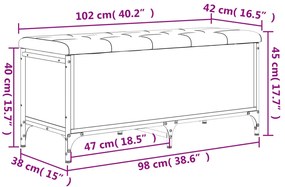 Banco arrumação 102x42x45 cm derivados madeira carvalho sonoma