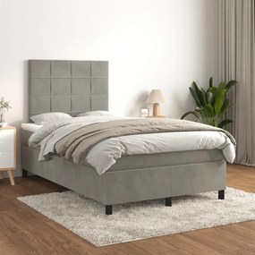 Cama boxspring com colchão 120x190 cm veludo cinzento-claro