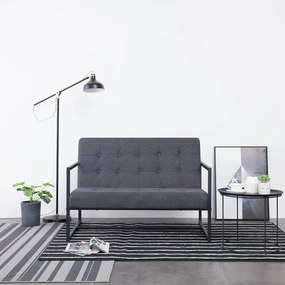 vidaXL Sofá de 2 lugares c/ apoio braços aço + tecido cinzento-escuro