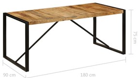 Mesa de jantar madeira de mangueira maciça áspera 180 cm