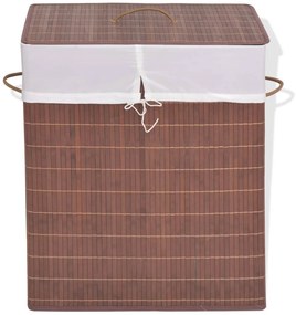 Cesto retangular para roupa suja bambu castanho
