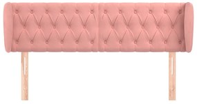 Cabeceira de cama c/ abas veludo 147x23x78/88 cm rosa