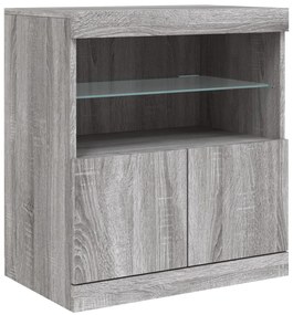 Aparador com luzes LED 60x37x67 cm cinzento sonoma