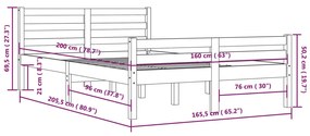 Estrutura de cama 160x200 cm madeira maciça cinzento