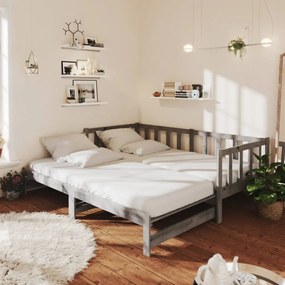 vidaXL Estrutura sofá-cama de puxar 2x(90x200)cm pinho maciço cinzento