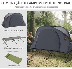 Outsunny Cama de Campismo Dobrável 3 em 1 Cama de Campismo Elevada com